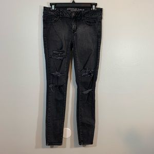 American Eagle Grey Ripped Jeggings